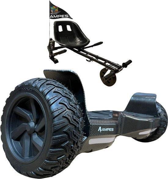 Hoverboard todoterreno con silla 8,5 pulgadas Carbono + hoverkart con amortiguadores – opción de color Carbono