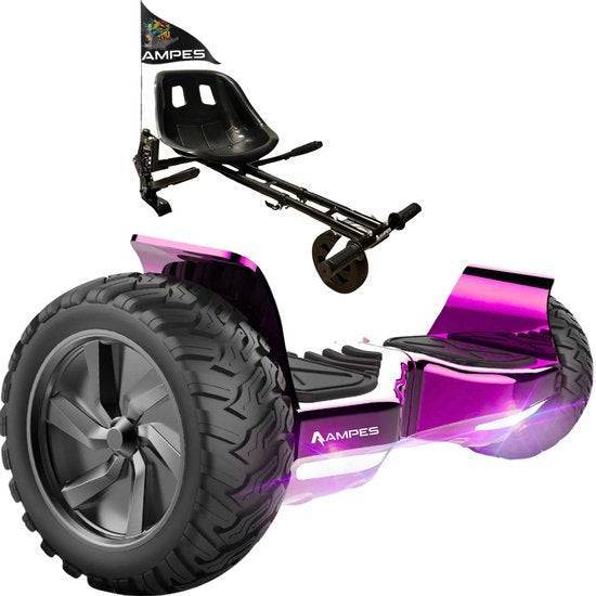 Hoverboard todoterreno con silla 8,5 pulgadas Cromo Rosa + hoverkart con amortiguadores – opción de color Rosa